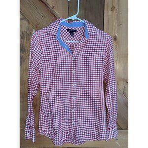 Lands End Women’s Red Gingham Flannel, Size XS